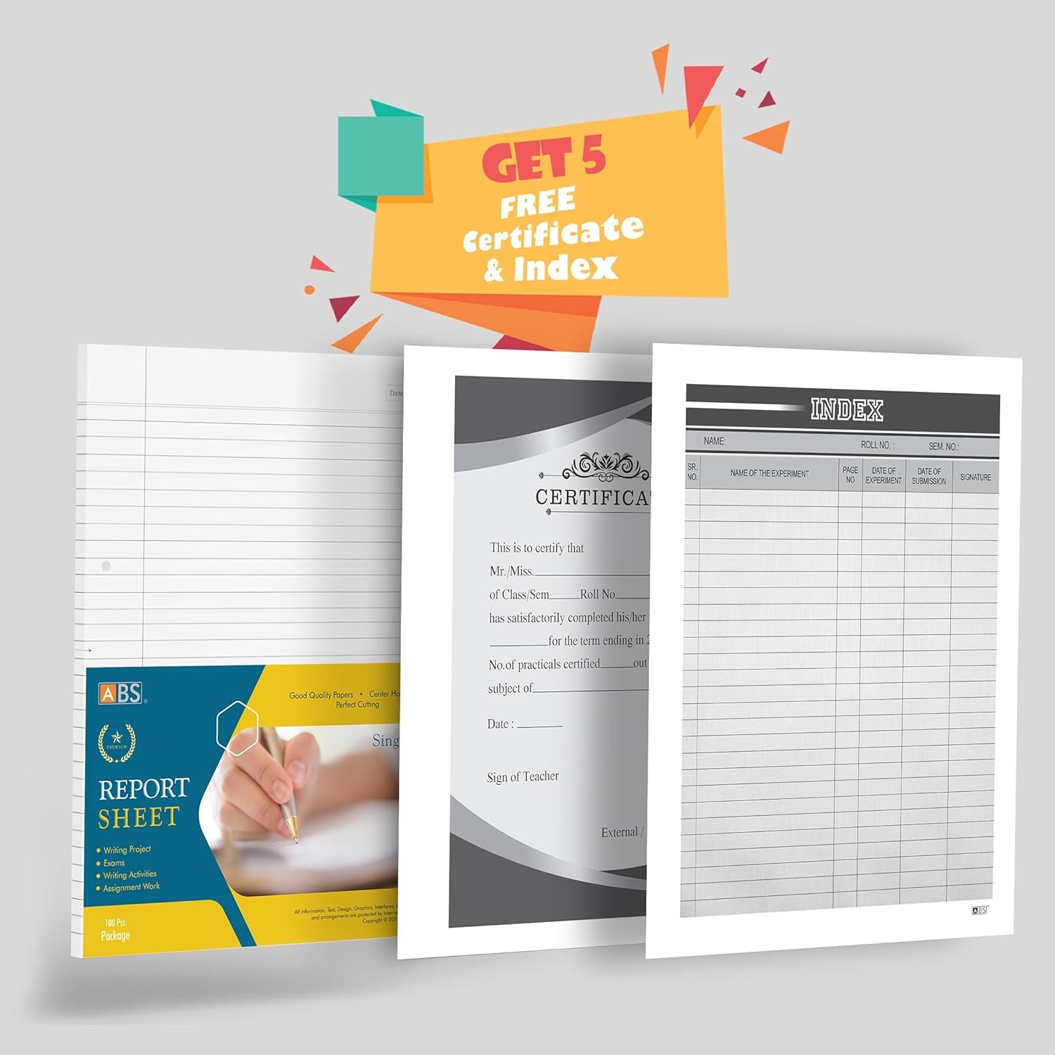 ABS Premium Singlele Side Ruled Report Sheet Pack of 300 Sheets - Image 7