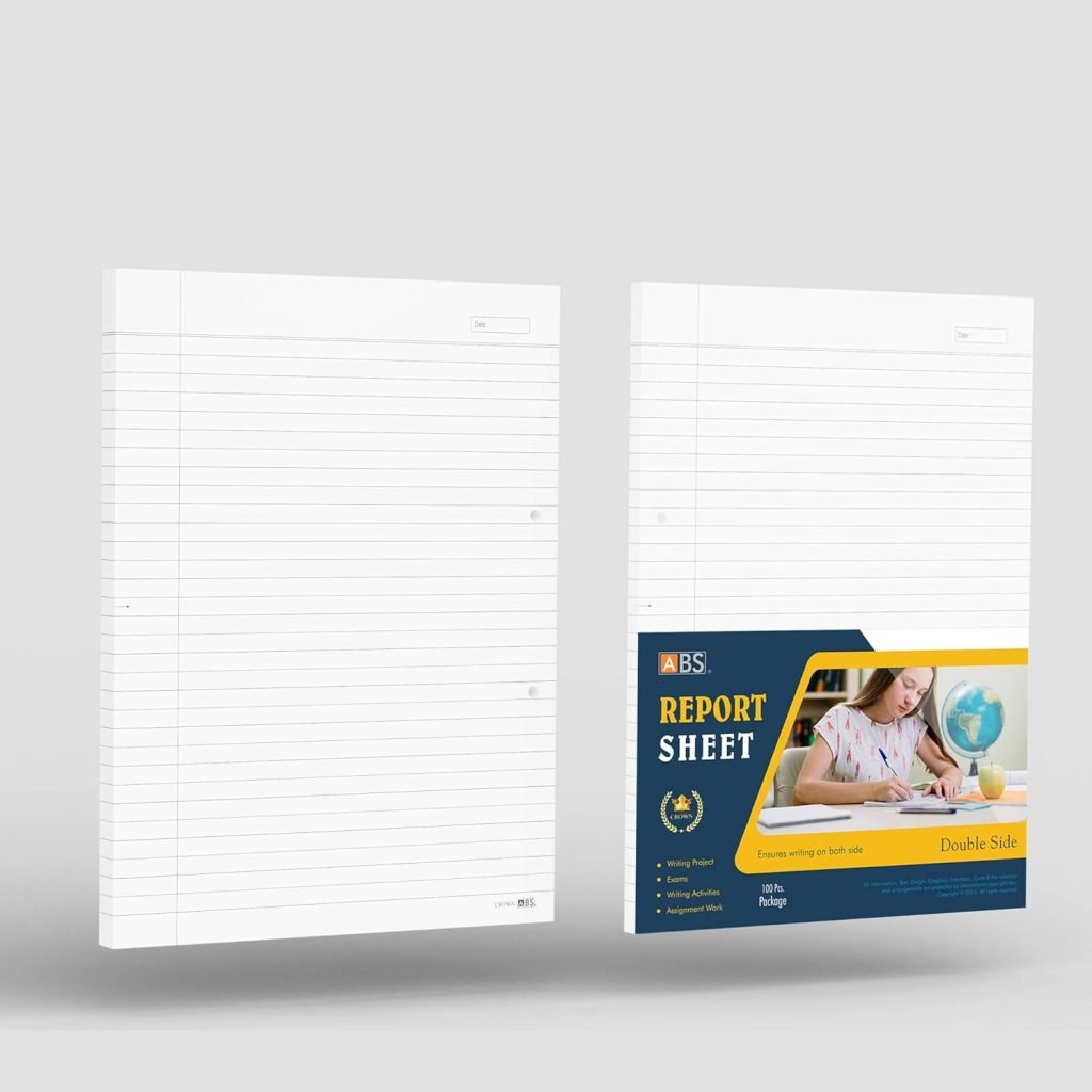 ABS Crown Double Side Ruled Report Sheet Pack of 500 Sheets