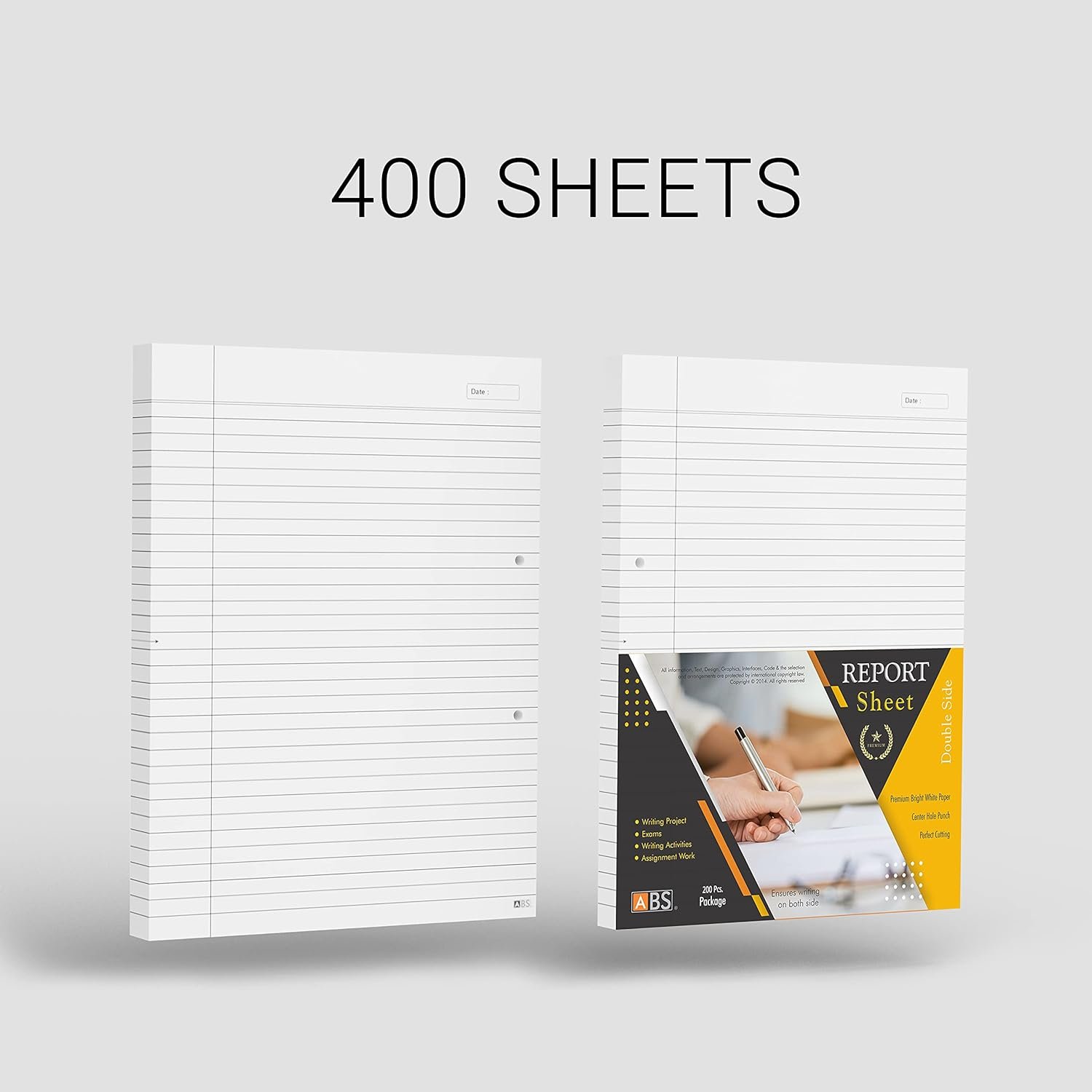 ABS Premium Double Side Ruled Report Sheet Pack of 400 Sheets - Image 4