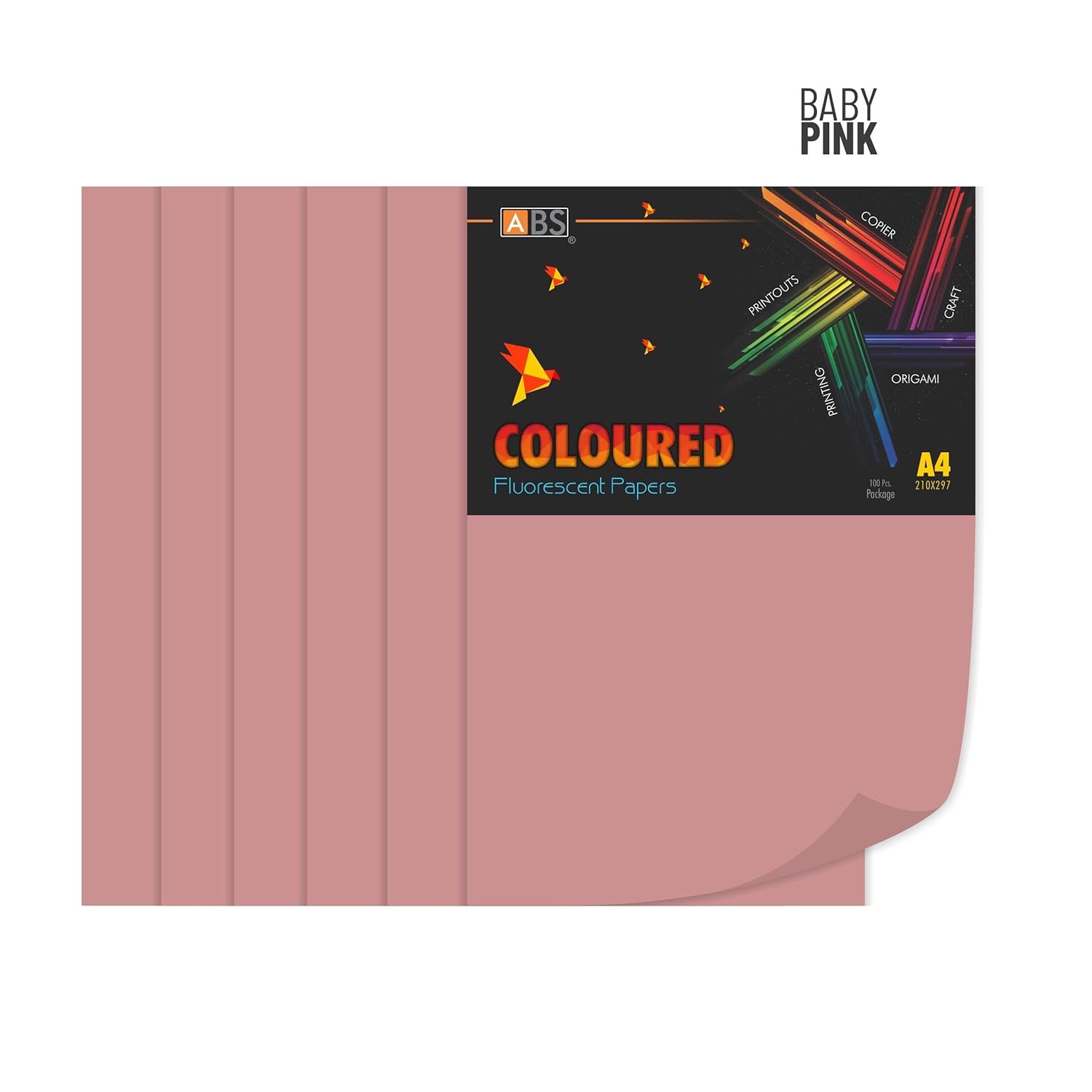 ABS Fluorescent paper A4 - 80 gsm Fluorecent baby pink - Image 4
