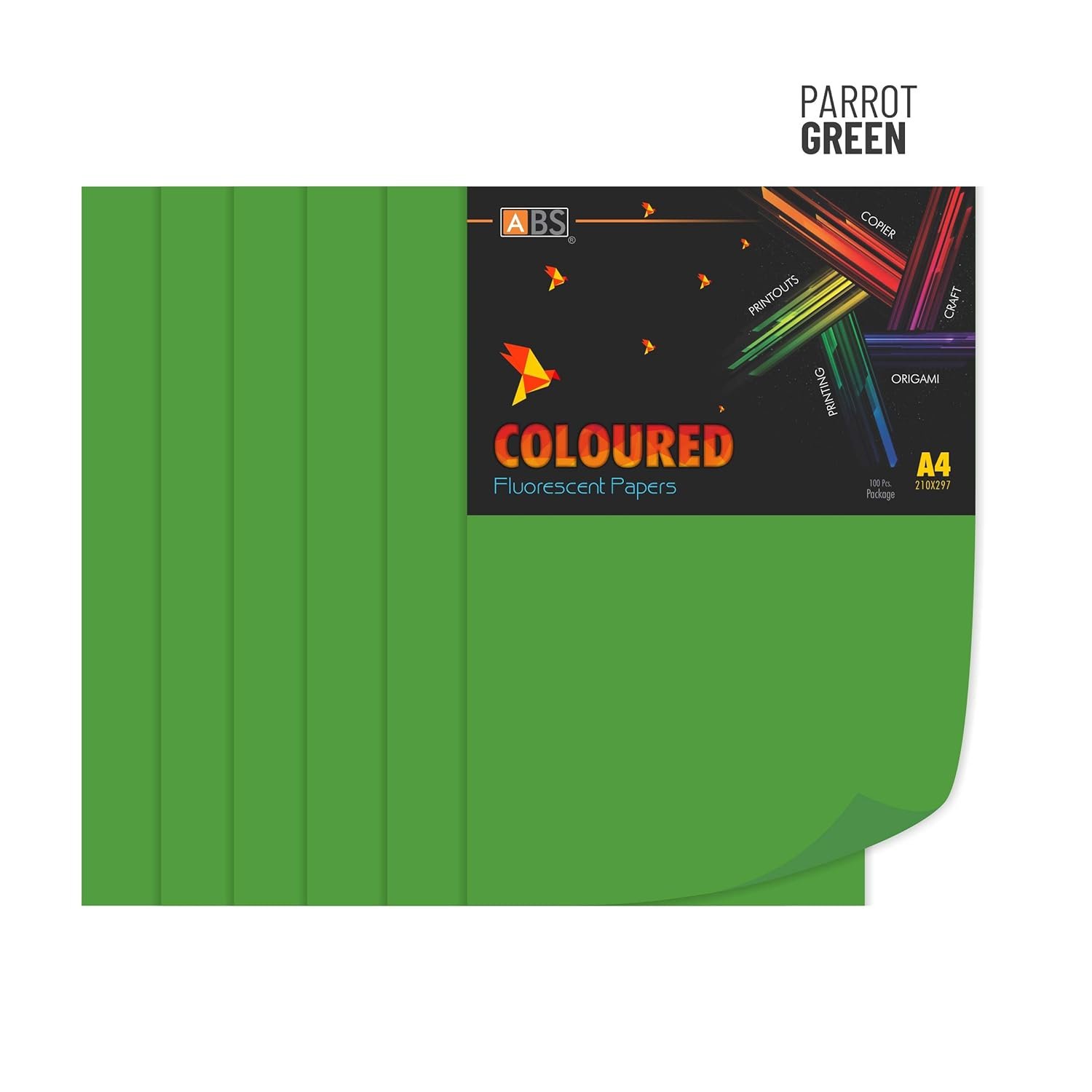 ABS Fluorescent paper A4 - 80 gsm Parrot green - Image 3