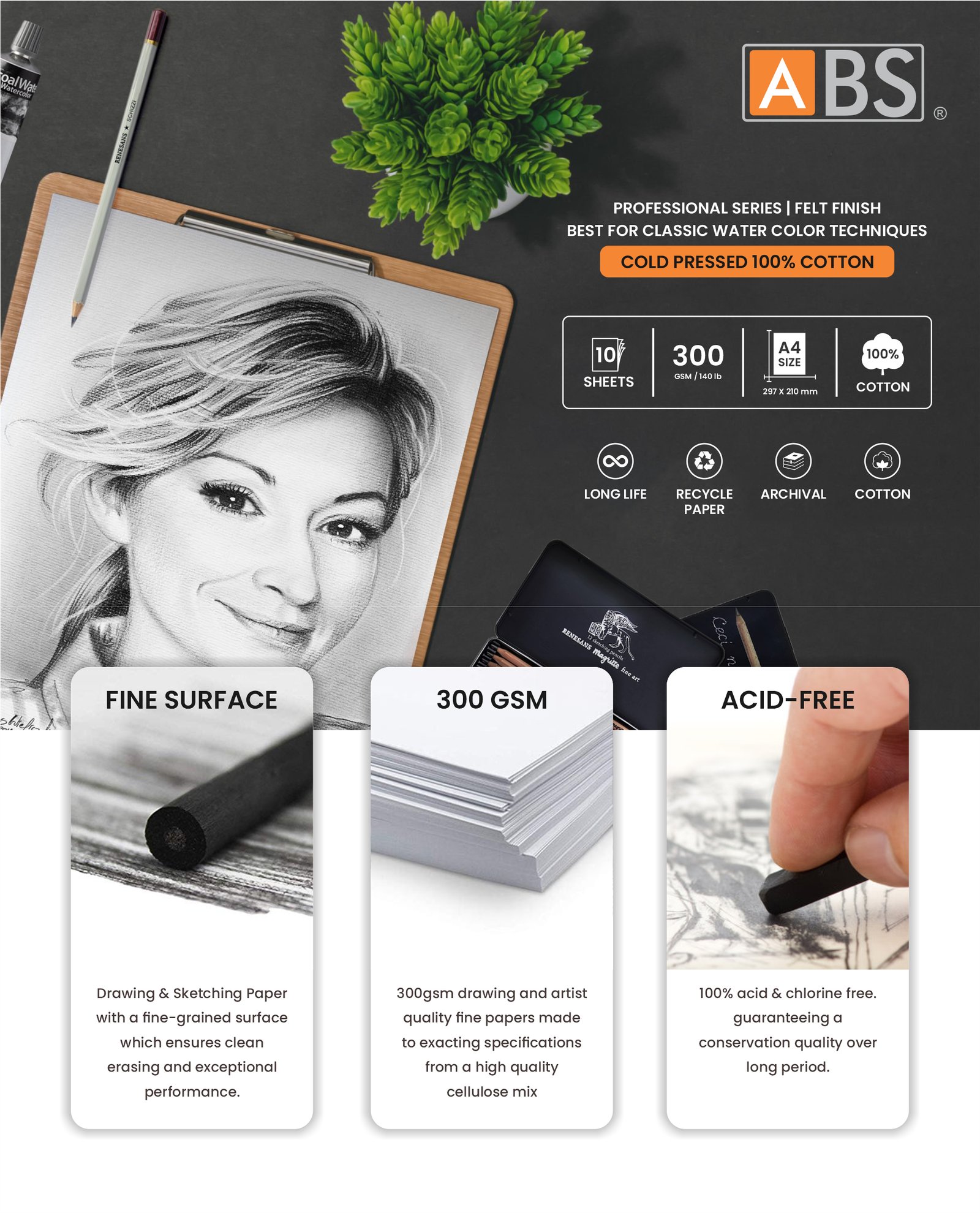 ABS Water color paper (100% cotton) A4 - Image 8