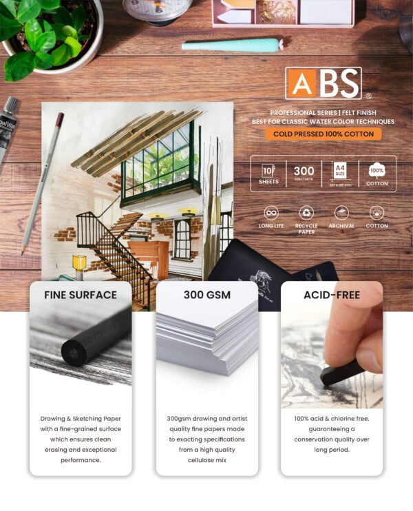 ABS Water color paper (100% cotton) A4