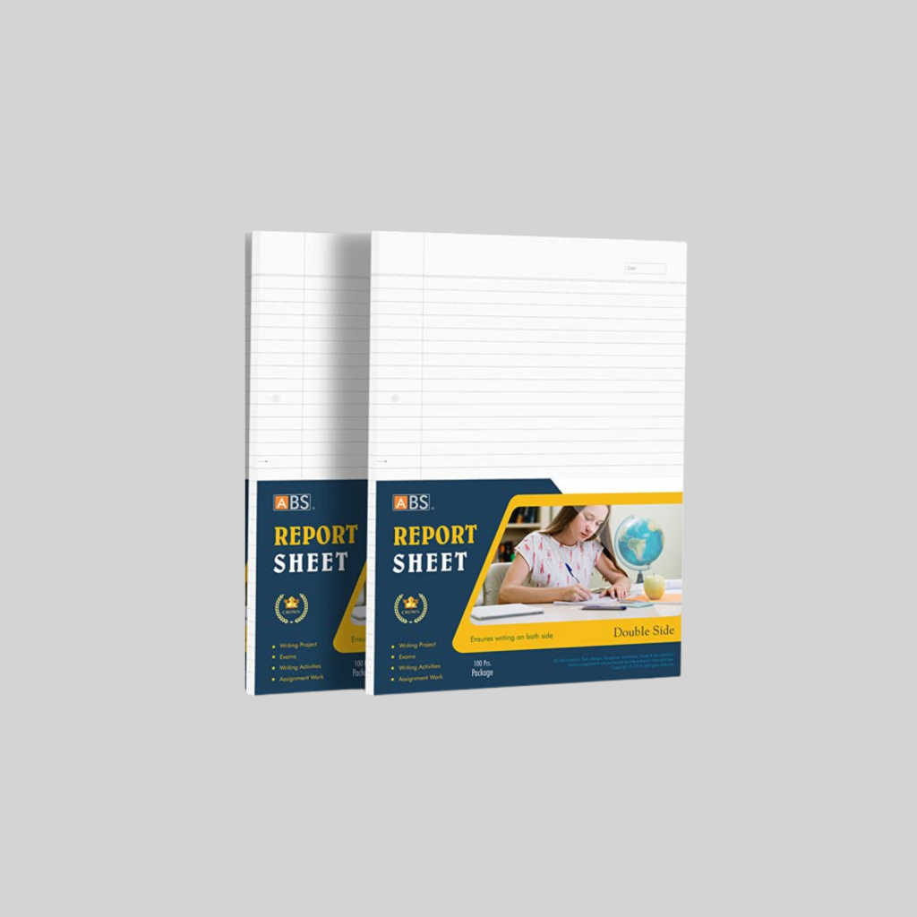ABS Crown Double Side Ruled Report Sheet Pack of 200 Sheets