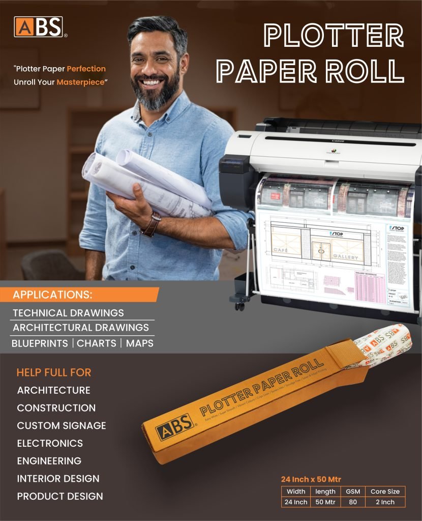 ABS Plotter Roll 24 Inch x 50 Mtr -  80 GSM