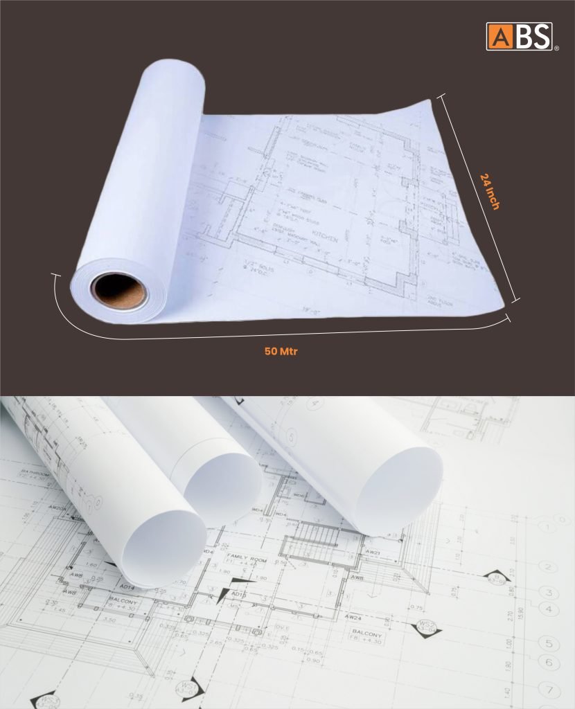 ABS Plotter Roll 24 Inch x 50 Mtr -  80 GSM