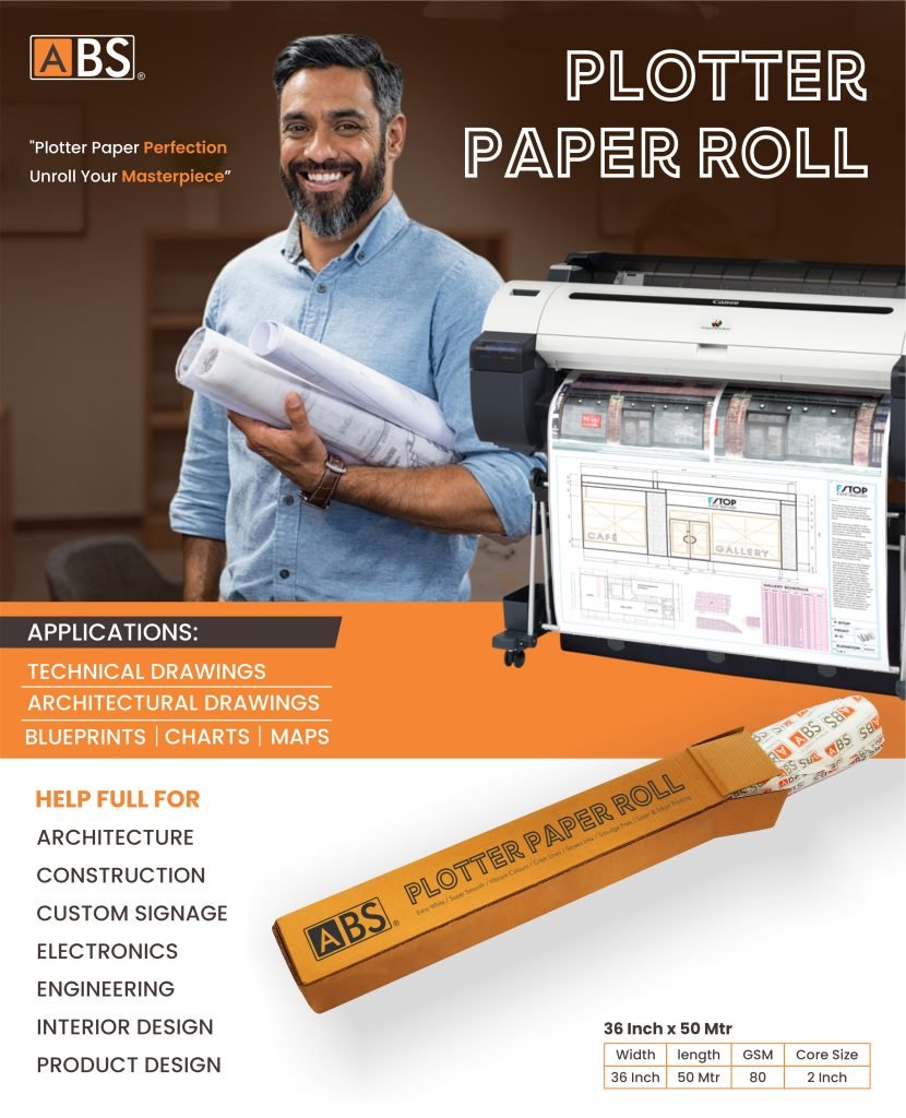 ABS Plotter Roll 36 Inch x 50 Mtr - 80 GSM