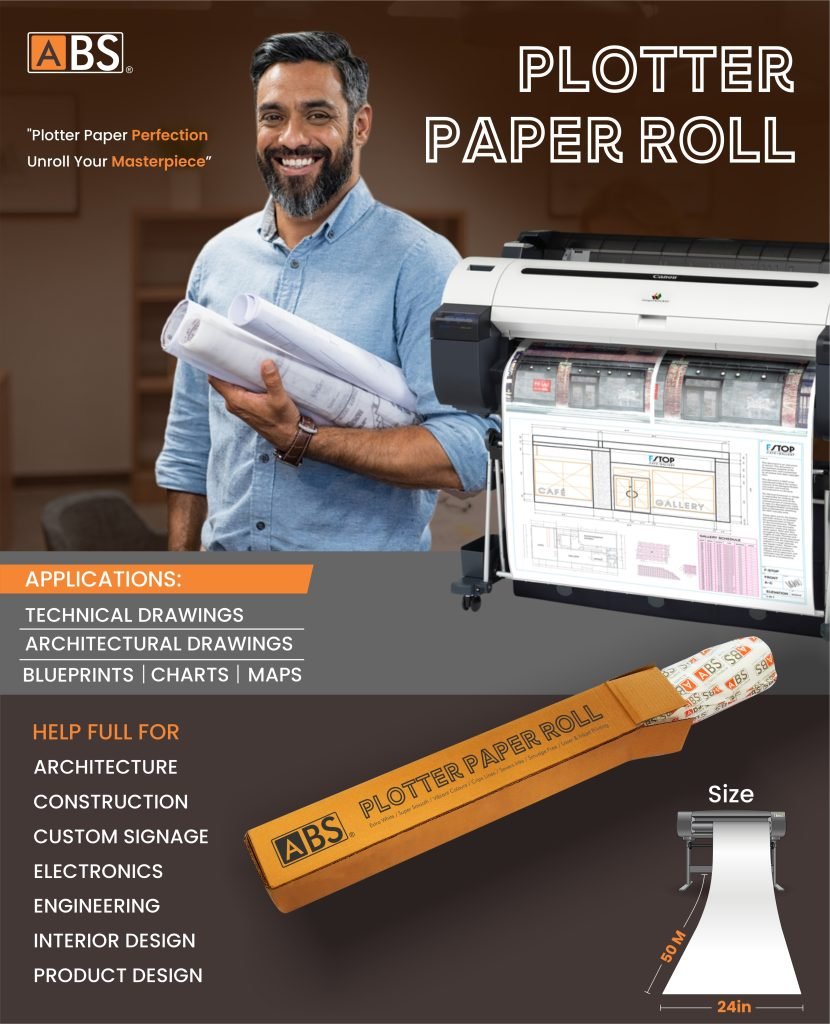 ABS Plotter Roll 24 Inch x 50 Mtr -  80 GSM